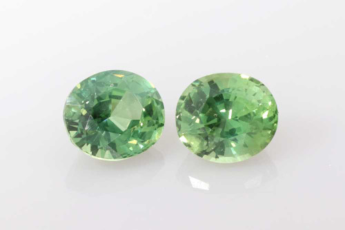 Oval Green Sapphire Gemstone – 2.2 Carat – Medium Intense, Matched Pair