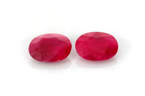 Oval Ruby Gemstone Matched Pair 2.44 Carat Vivid Intense