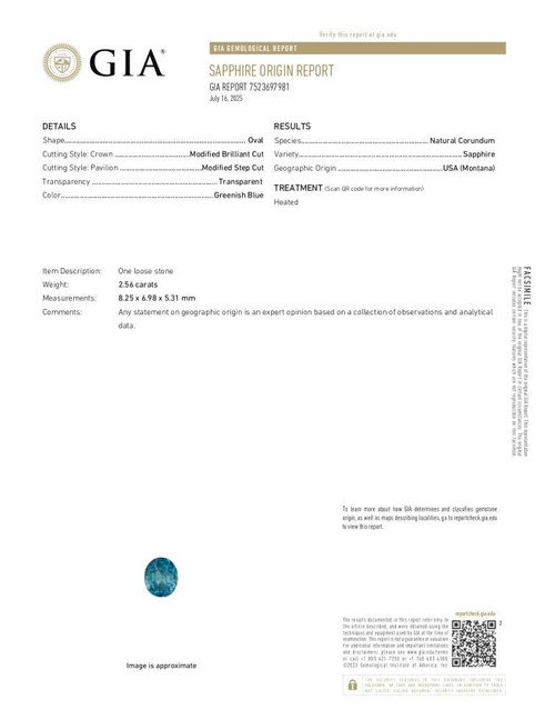 Oval Teal Sapphire Gemstone – Vivid Intense Blue-Teal – 2.56 Carat, GIA Certified