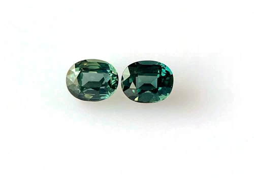 Oval Teal Sapphire Gemstone, 2.26 Carat – Vivid Intense Green-Teal, Unheated, Matched Pair