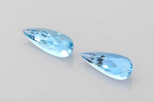 Pear Shape Aquamarine Gemstone – Deep Blue – 7.92 Carat, Matched Pair