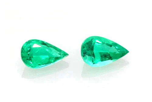 Vivid Intense Green Pear Shape Emerald Gemstone – 0.18 Carat, Matched Pair