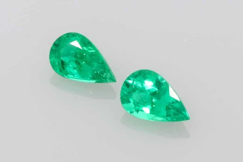 Vivid Intense Green Pear Shape Emerald Gemstone – 0.18 Carat, Matched Pair