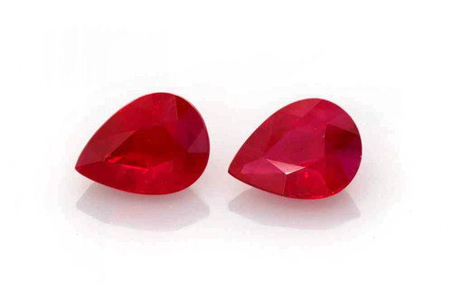 Pear Shape Ruby Gemstone – 2.86 Carat, Vivid Intense Red, GIA Certified, Matched Pair