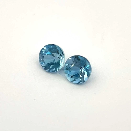 Round Aquamarine Gemstone, 0.58 Carat – Deep Blue, Matched Pair