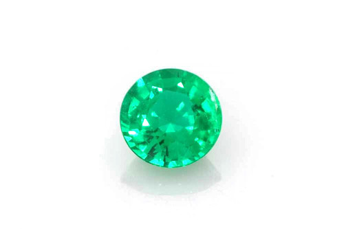 Round Emerald Gemstone 0.53 Carat Vivid Intense