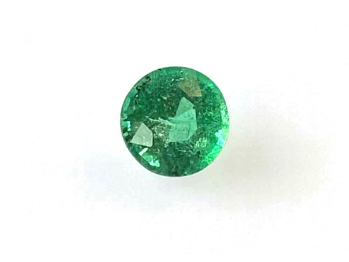 Round Emerald Gemstone 0.53 Carat Medium Intense