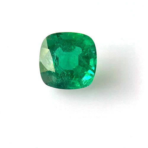Square Cushion Emerald Gemstone – Vivid Rich Green – 3.48 Carat, GIA Certified