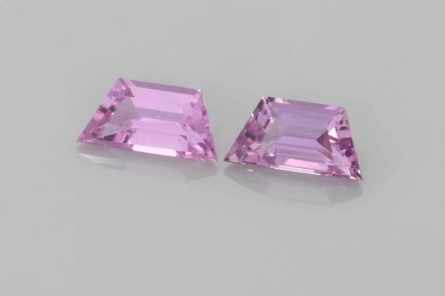 0.7 Carat Trapezoid Purple Sapphire Gemstone – Medium Light, Matched Pair