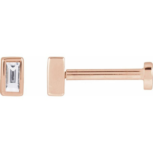14K Rose .05 CT Natural Diamond Press Fit Back Stud Earring 