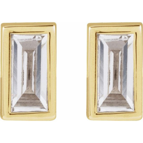 14K Yellow .07 CT Natural Diamond Press Fit Back Stud Earring 