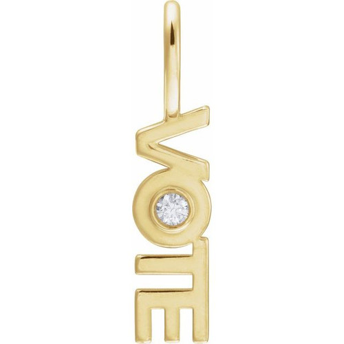 14K Yellow .03 CT Natural Diamond Vote Charm/Pendant
