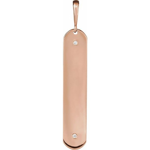 14K Rose .0075 CTW Natural Diamond Engravable Bar Pendant Mounting