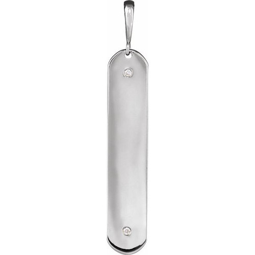 Platinum .0075 CTW Natural Diamond Engravable Bar Pendant Mounting