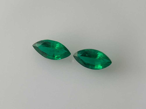 Vivid Intense Green Marquise Emerald Gemstone – 1.86 Carat, Matched Pair