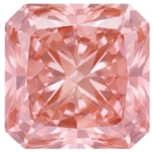 Chatham Lab Created Peachy Pink Champagne Sapphire Gemstone – Square Radiant Cut – GEM Grade