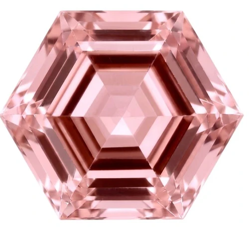 Chatham Lab Created Peachy Pink Champagne Sapphire Gemstone – Hexagon Cut – GEM Grade
