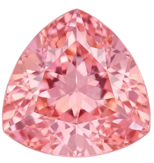 Chatham Lab Created Peachy Pink Champagne Sapphire Gemstone – Trillion Cut – GEM Grade