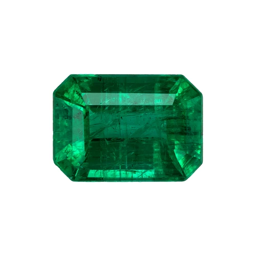 0.96 Carat Vivid Green Emerald Loose Gemstone, Octagon Shape, 7.2 x 5.1 mm Size