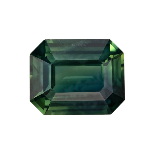 1.68 Carat Natural Vivid Medium Green Sapphire Gem, Octagon Cut, 7.7 x 6.1 mm