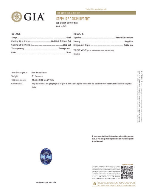 Cornflower Blue 5.12 Carat Striking Sapphire Gem with GIA, Oval Shape,  11.59 x 8.52 x 6.29 mm