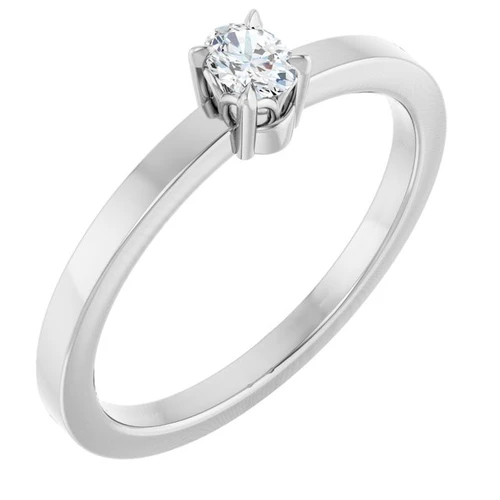 Sterling Silver 1/6 CT Natural Diamond Ring 