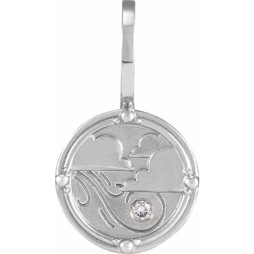 14K White .015 CT Natural Diamond Air Element Charm/Pendant
