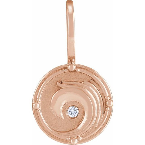 14K Rose .015 CT Natural Diamond Water Element Charm/Pendant
