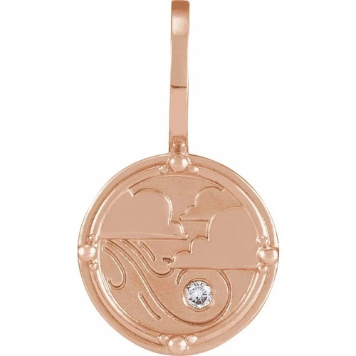 14K Rose .015 CT Natural Diamond Air Element Charm/Pendant
