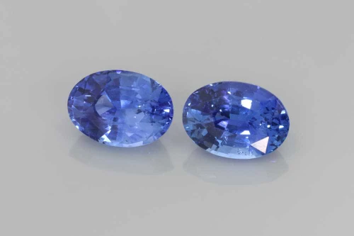Oval Blue Sapphire Gemstone Matched Pair 4.05 Carat Medium Intense