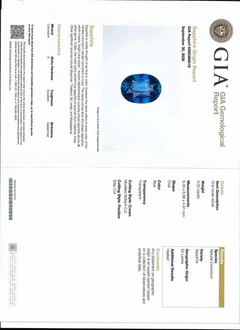Oval Blue Sapphire Gemstone 3 Carat Vivid Rich