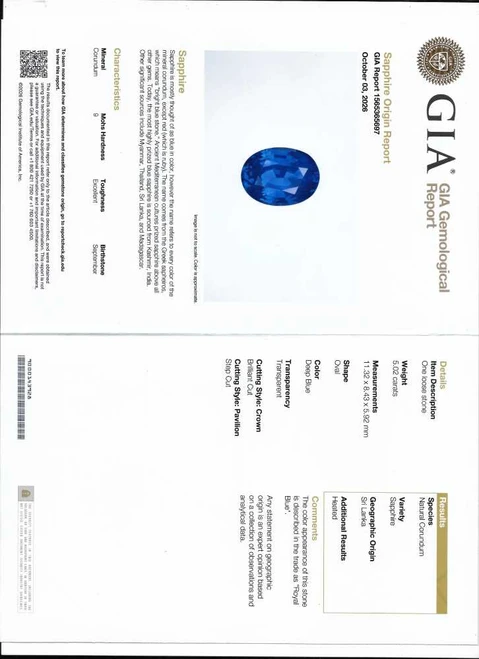 Oval Blue Sapphire Gemstone 5.02 Carat Vivid Intense