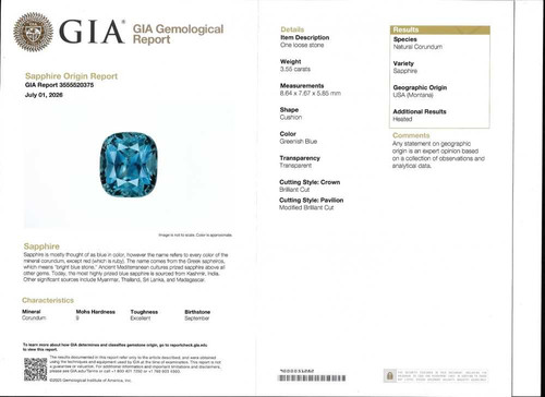 Rectangular Cushion Teal Sapphire Gemstone 3.55 Carat Vivid Intense