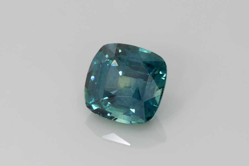 Square Cushion Teal Sapphire Gemstone 3.99 Carat Vivid Intense