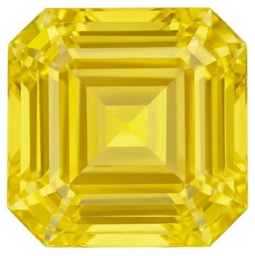 Chatham Lab Created Medium Yellow Sapphire Gemstone – Asscher Cut – GEM Grade