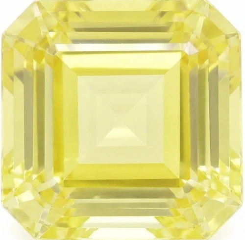 Chatham Lab Created Light Yellow Sapphire Gemstone – Asscher Cut – GEM Grade