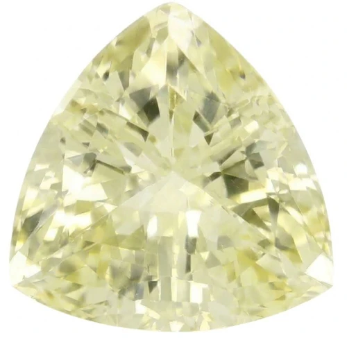 Chatham Lab Created Light Yellow Sapphire Gemstone – Trillion Cut – GEM Grade