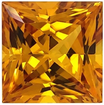 Chatham Lab Created Dark Yellow Sapphire Gemstone – Princess Cut – GEM Grade