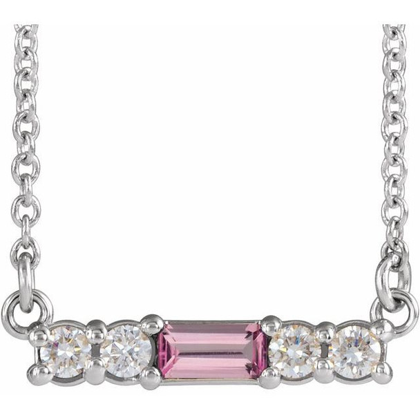 Pink Diamond Sterling Silver, Pink Chain Diamond Necklace