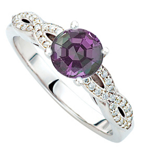 Exceptional 1.00 Carat Round Alexandrite Super Gem Diamond Ring