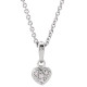 Sterling Silver White Sapphire Heart 14-16 inch Necklace