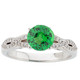 Attractive Twisted Shank White Gold Ring set with Intense Genuine 1ct 6mm Tsavorite Gem and Diamonds