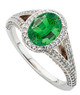 Low Price on Large GEM Deep Green .8ct Tsavorite Garnet 7x5mm Oval Cut in Heavy Diamond Pave Gold Ring