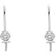 Beautiful 14kt White .16 CTWC Cluster Diamond Accented Preset Ear Wire with Ring
