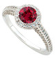 1.00 Carat 6mm Gem AAA Ruby and Pave Diamond Ring