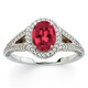 Low Price on Diamond Pave Ring set with  Low Price on Quality 7x5mm Oval 1.00 Carat Ruby Stone for SALE