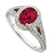 Diamond Pave Ruby Ring set with  Low Price on Quality 7x5mm Oval 1.00 Carat Ruby Stone for SALE