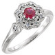 Classy Milgrain Detail 0.35ct  Ruby 14 KT Gold With Diamond Accents - Metal Type Options