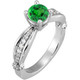 Radiant Sculpted Style 1 carat 6mm Tsavorite Garnet Solitaire Engagement Ring - Dazzling Diamond Accents