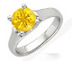 Modern Style Round Yellow 1.00 Carat 6mm Sapphire Solitaire Gemstone Ring With Chunky 14k Gold Band